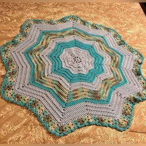 Baby afghan - blue multi and Turqua